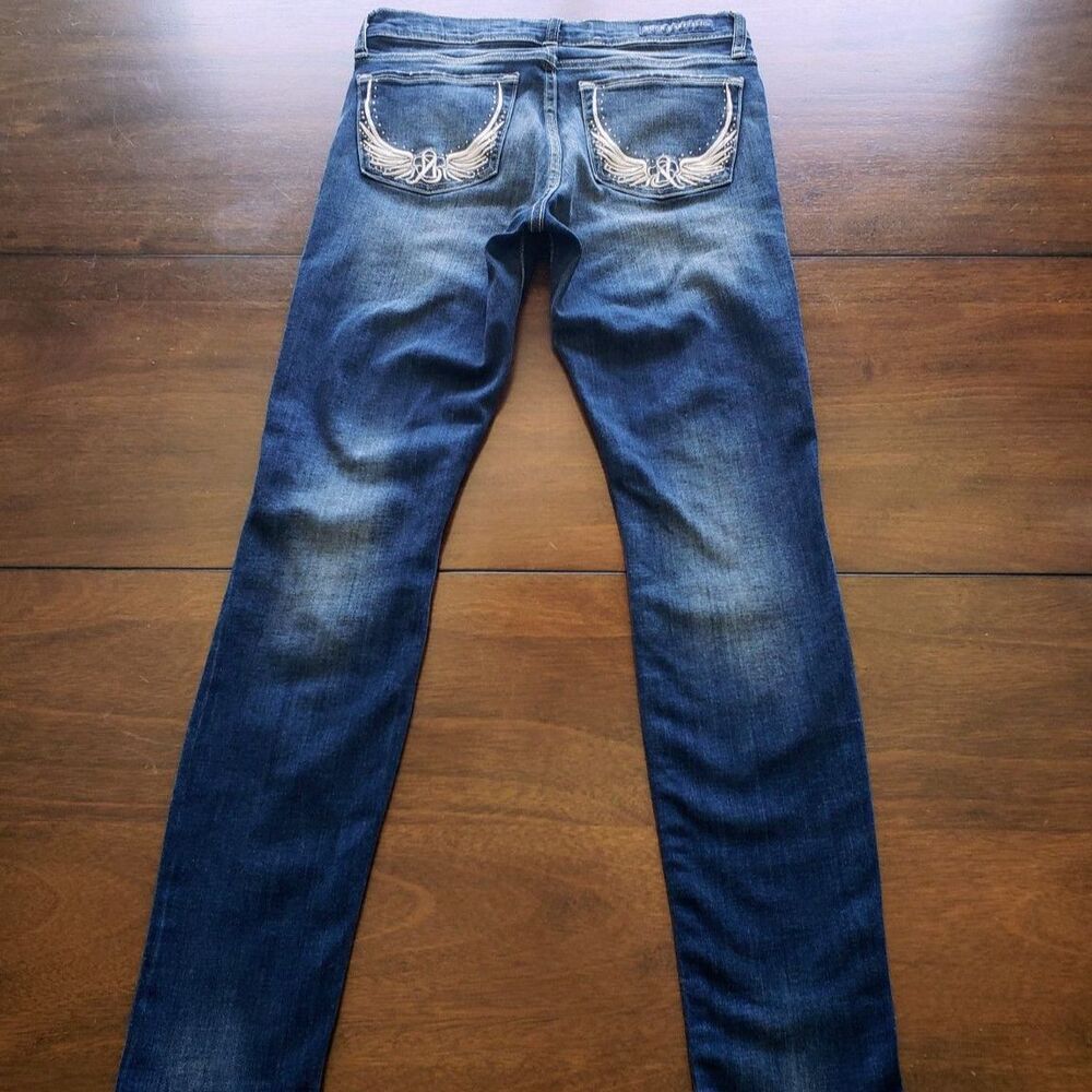 Rock & Republic Berlin Distressed Embroidered Skinny Jeans Sz 6M / 29.5" Waist - Picture 3 of 8